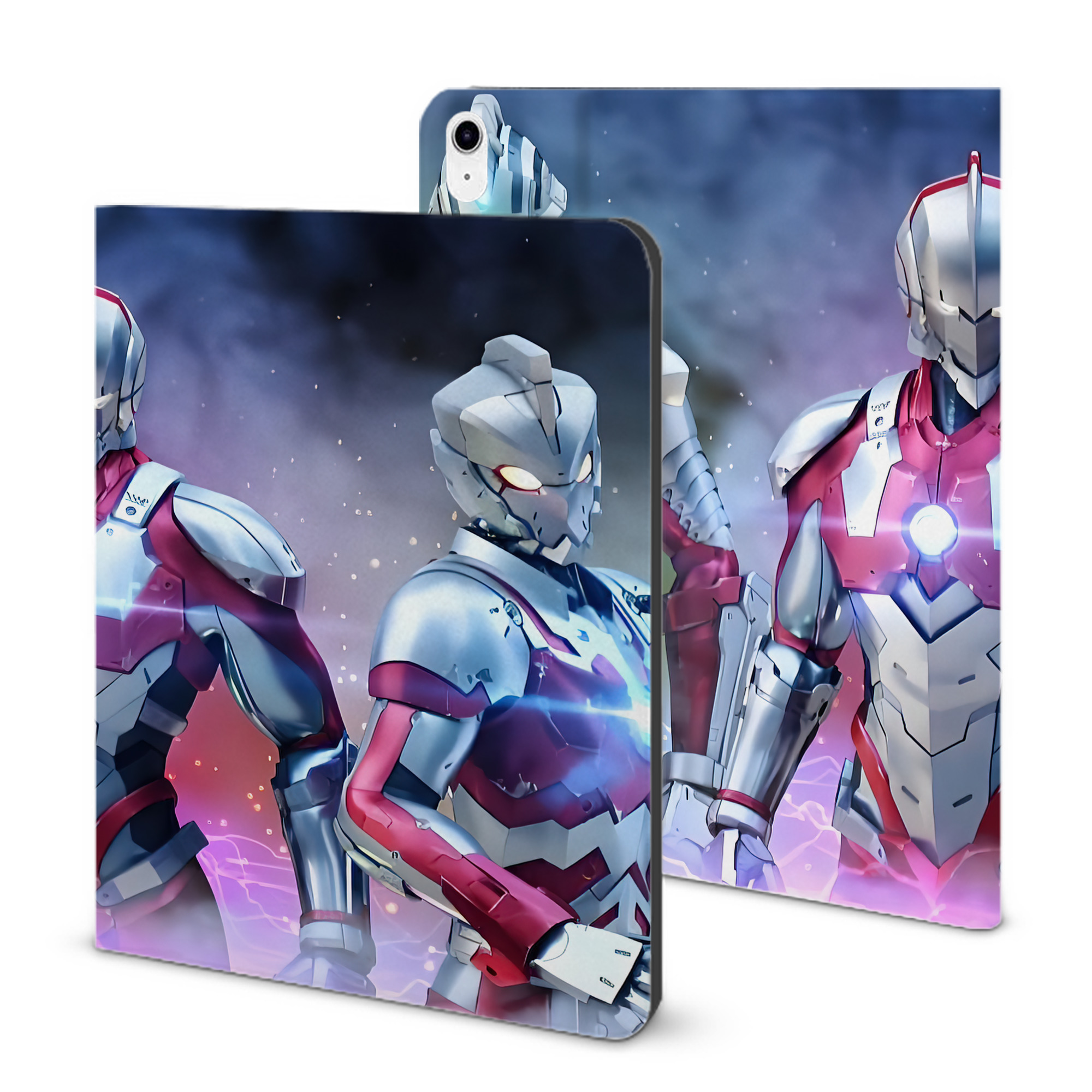 （画像用） ウルトラマン Ultraman IPad ケース ブック型 PUレザー TPU 耐衝撃 軽量 薄型 ペン収納なし 全面保護 IPad 各モデル対応